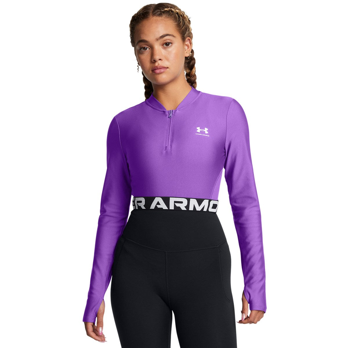 Дамска блуза UA Heatgear Crop RIB 1/4 ZIP LS