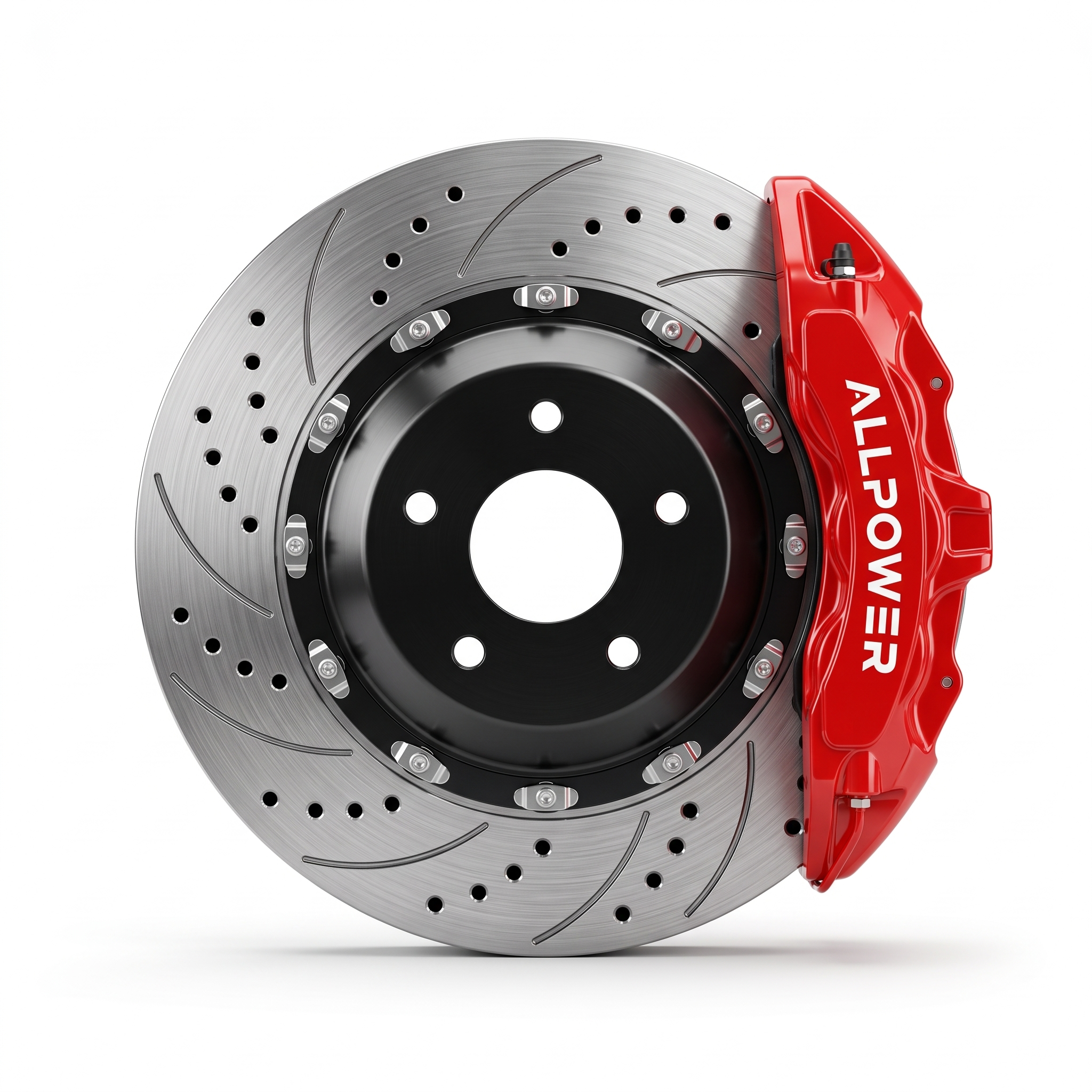 ALLPOWER RACING MB6 — 6-бутален предна спирачен апарат с двусъставен диск, фронтален изглед