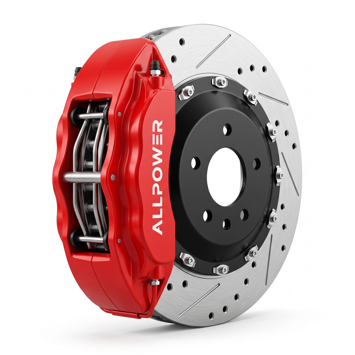 ALLPOWER RACING END670 — 6-бутален предна спирачен апарат с двусъставен диск, страничен профил