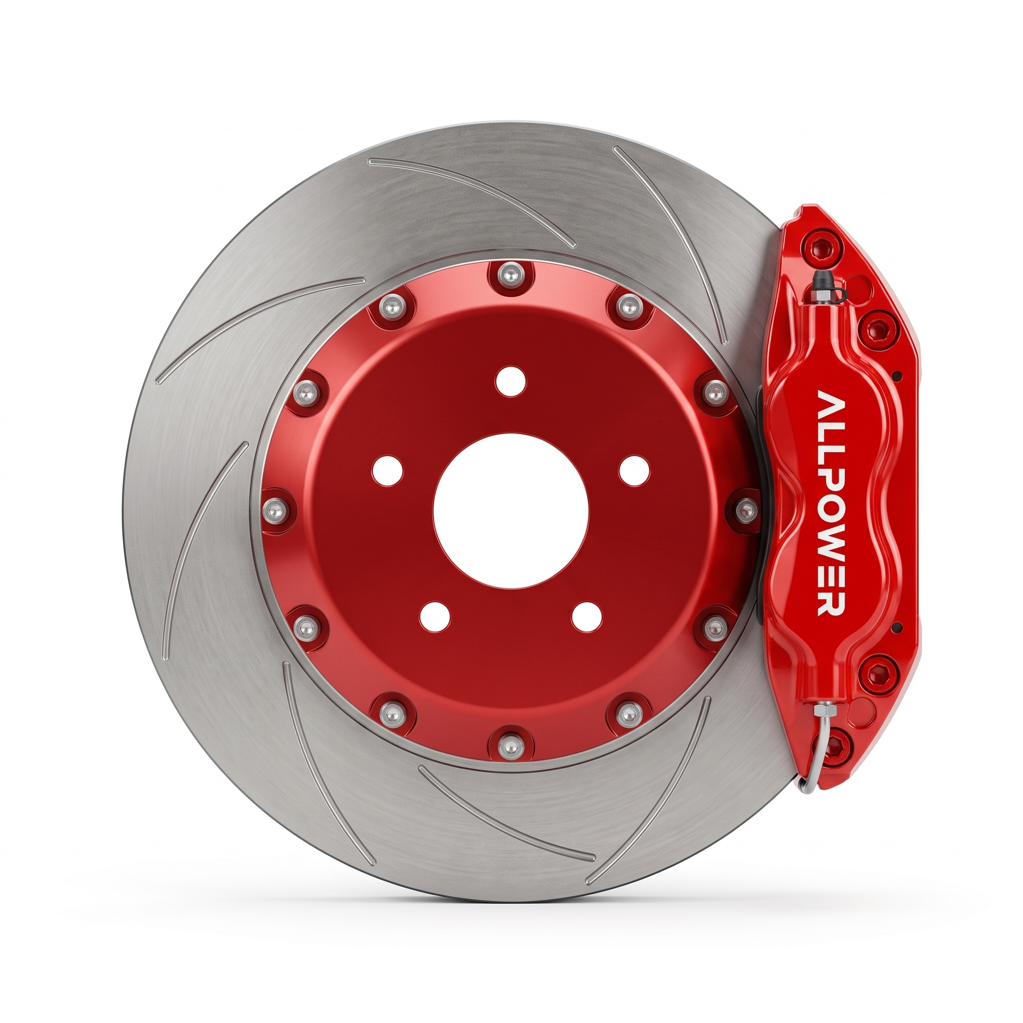 ALLPOWER RACING 7600 — 4-бутален предна спирачен апарат с двусъставен диск, фронтален изглед