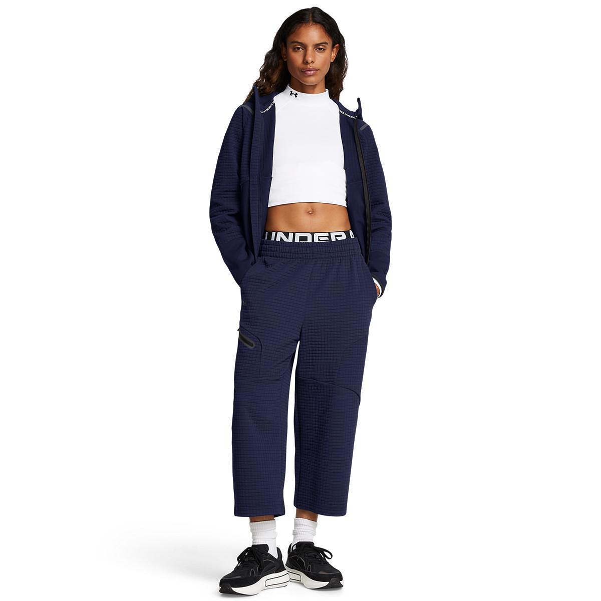 Дамски спортен панталон UA Unstoppable Fleece Grid Crop