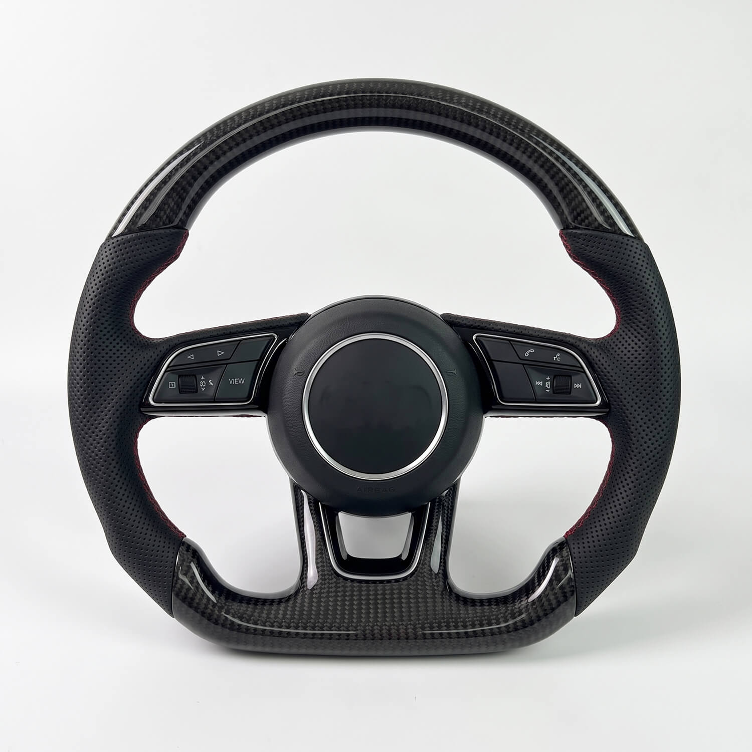 ALLPOWER Sport Leather – Черен спортен волан с перфорирана кожа за Audi