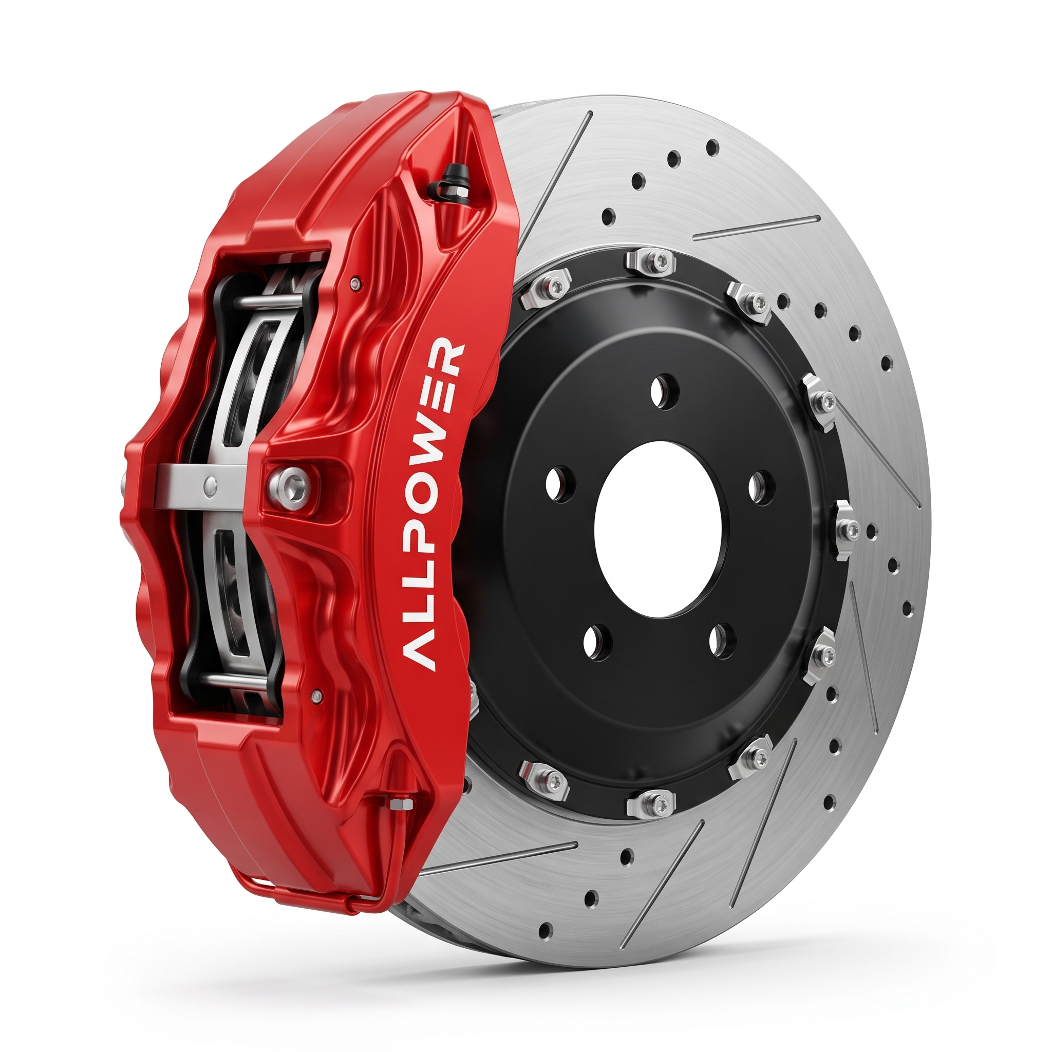 ALLPOWER RACING GT6 — 6-бутален предна спирачен апарат с двусъставен диск, изглед 3/4