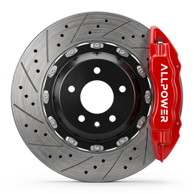 ALLPOWER RACING 5200 — 4-бутален предна спирачен апарат с двусъставен диск, фронтален изглед