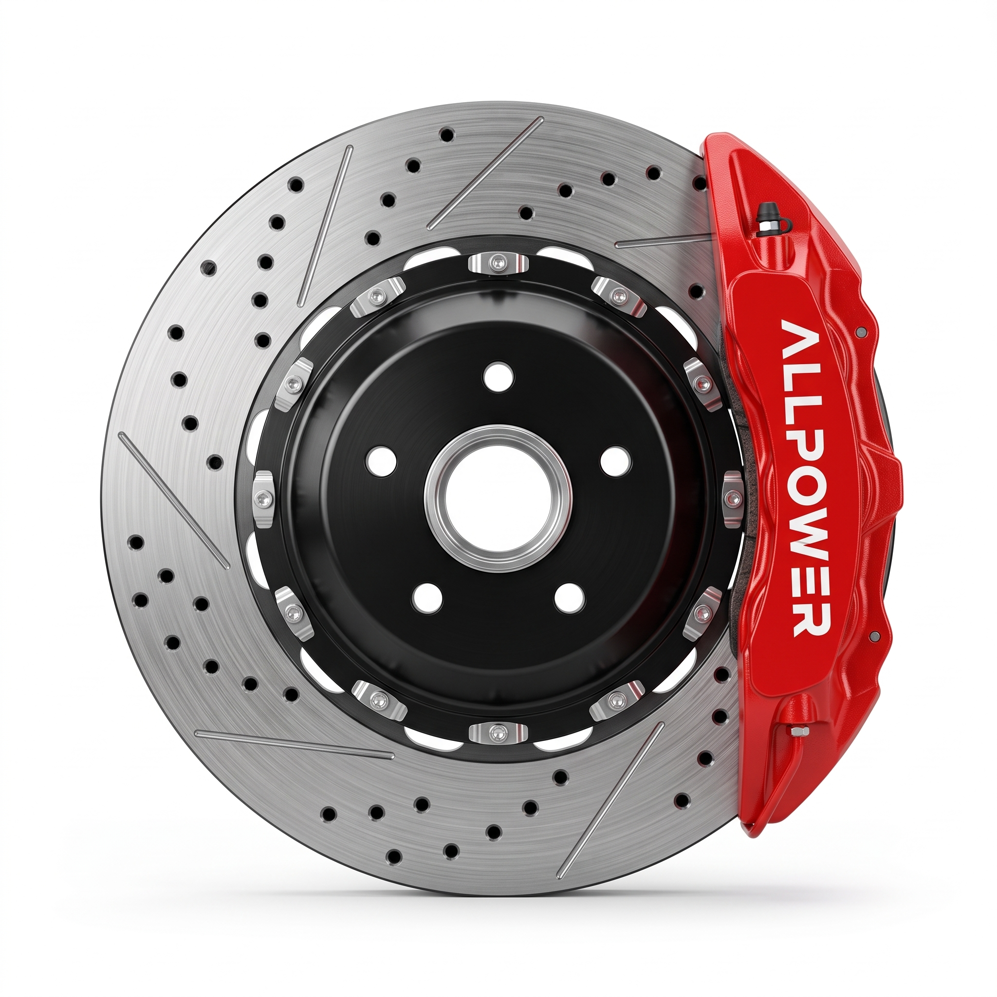 ALLPOWER RACING END670 — 6-бутален предна спирачен апарат с двусъставен диск, фронтален изглед