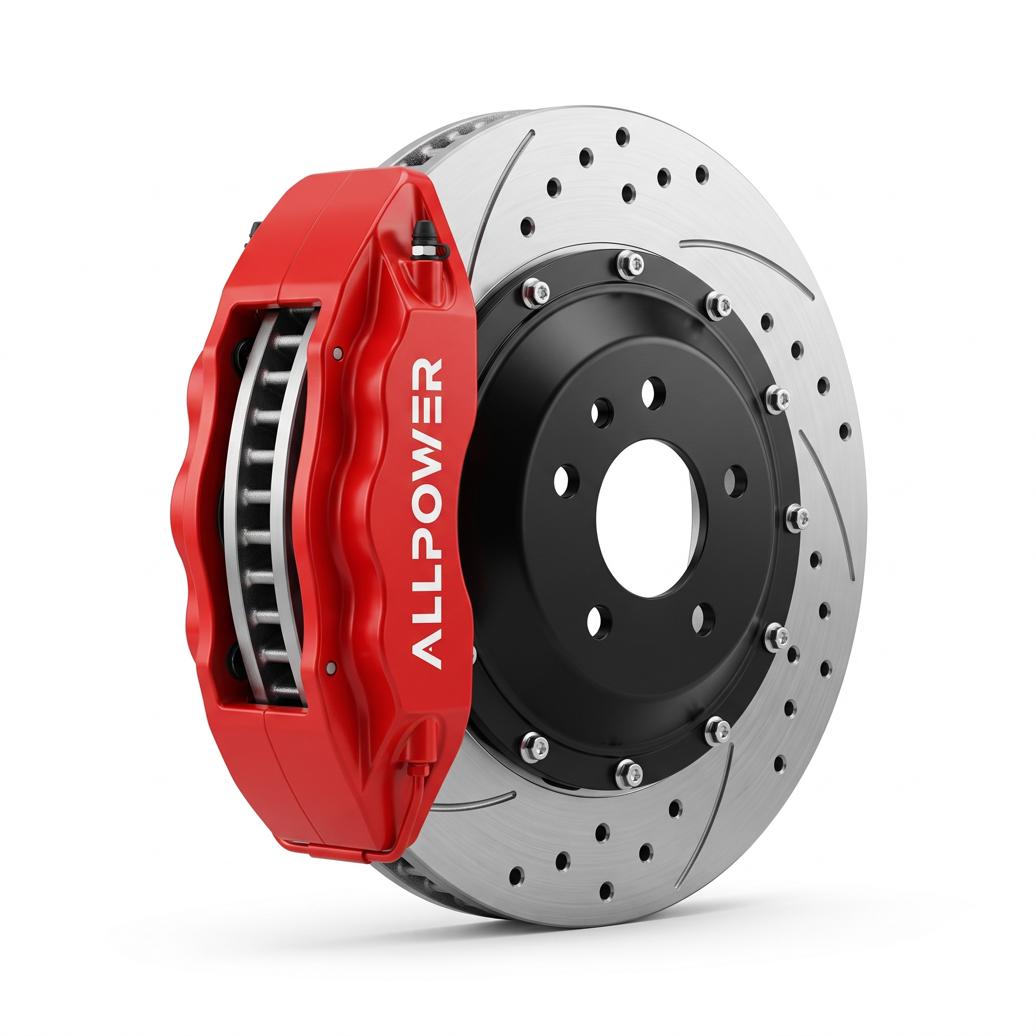 ALLPOWER RACING 7600R — 4-бутален задна спирачен апарат с двусъставен диск, страничен профил