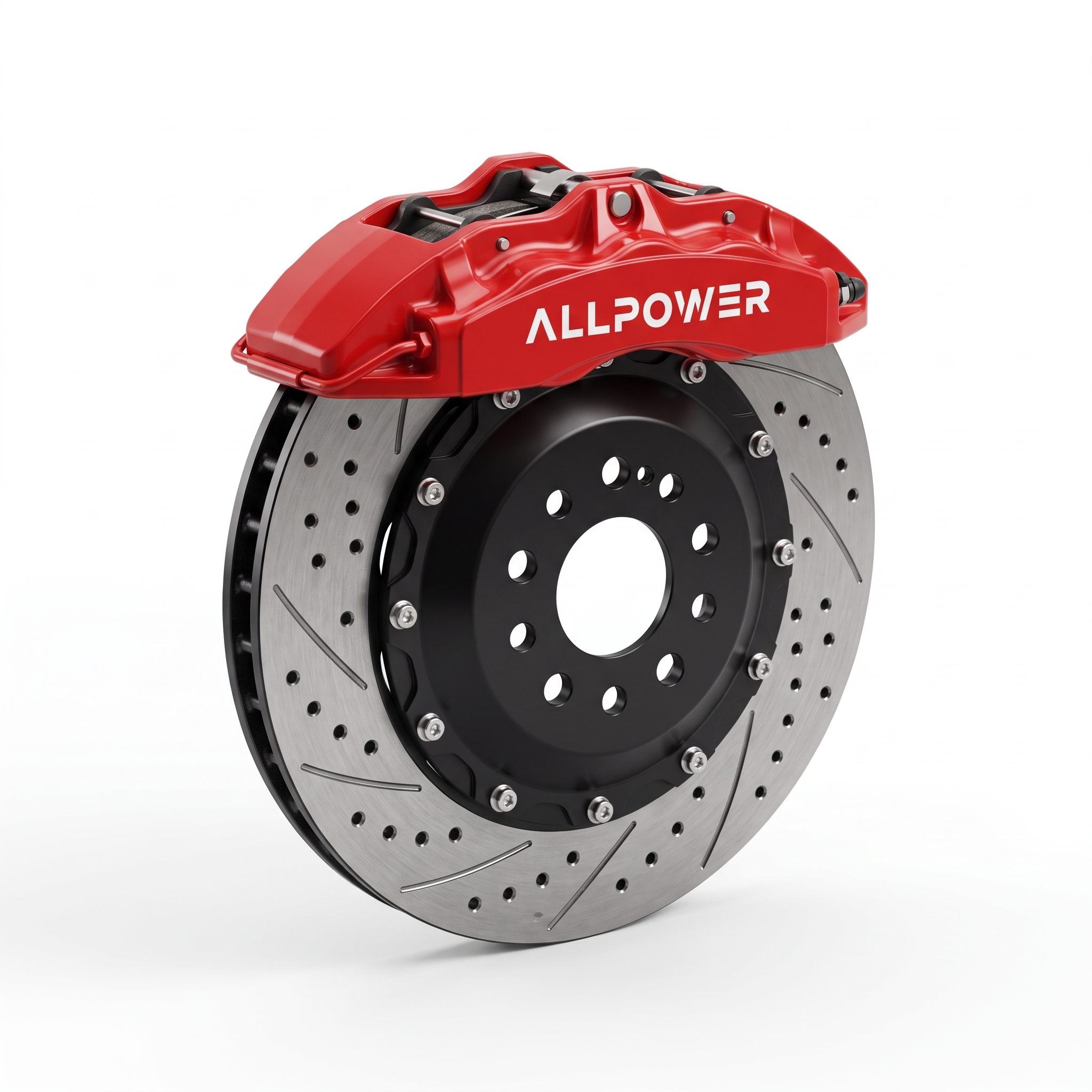 ALLPOWER RACING 7600R — 4-бутален задна спирачен апарат с двусъставен диск, изглед 3/4