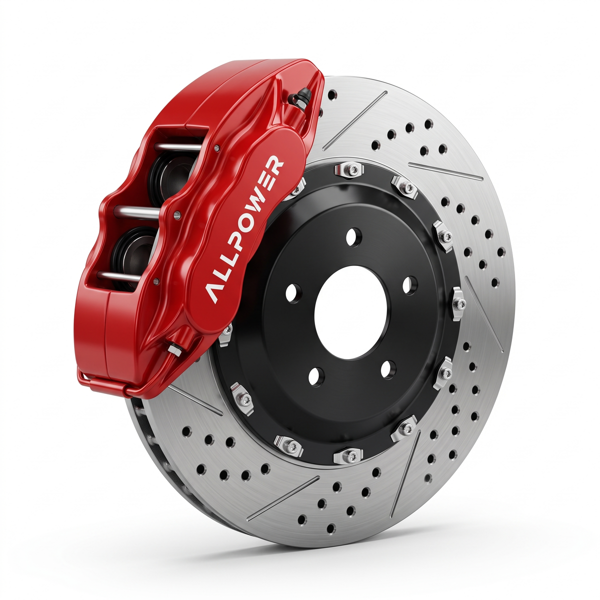 ALLPOWER RACING F50 — 4-бутален предна спирачен апарат с двусъставен диск, изглед 3/4