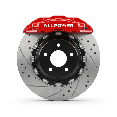 ALLPOWER RACING 7600R — 4-бутален задна спирачен апарат с двусъставен диск, фронтален изглед