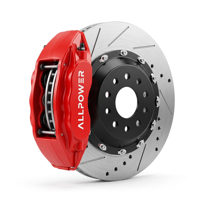 ALLPOWER RACING END470 — 4-бутален задна спирачен апарат с двусъставен диск, изглед 3/4