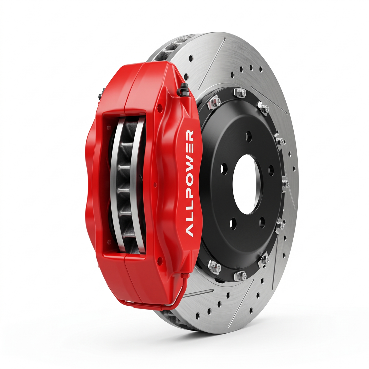 ALLPOWER RACING END470 — 4-бутален задна спирачен апарат с двусъставен диск, страничен профил