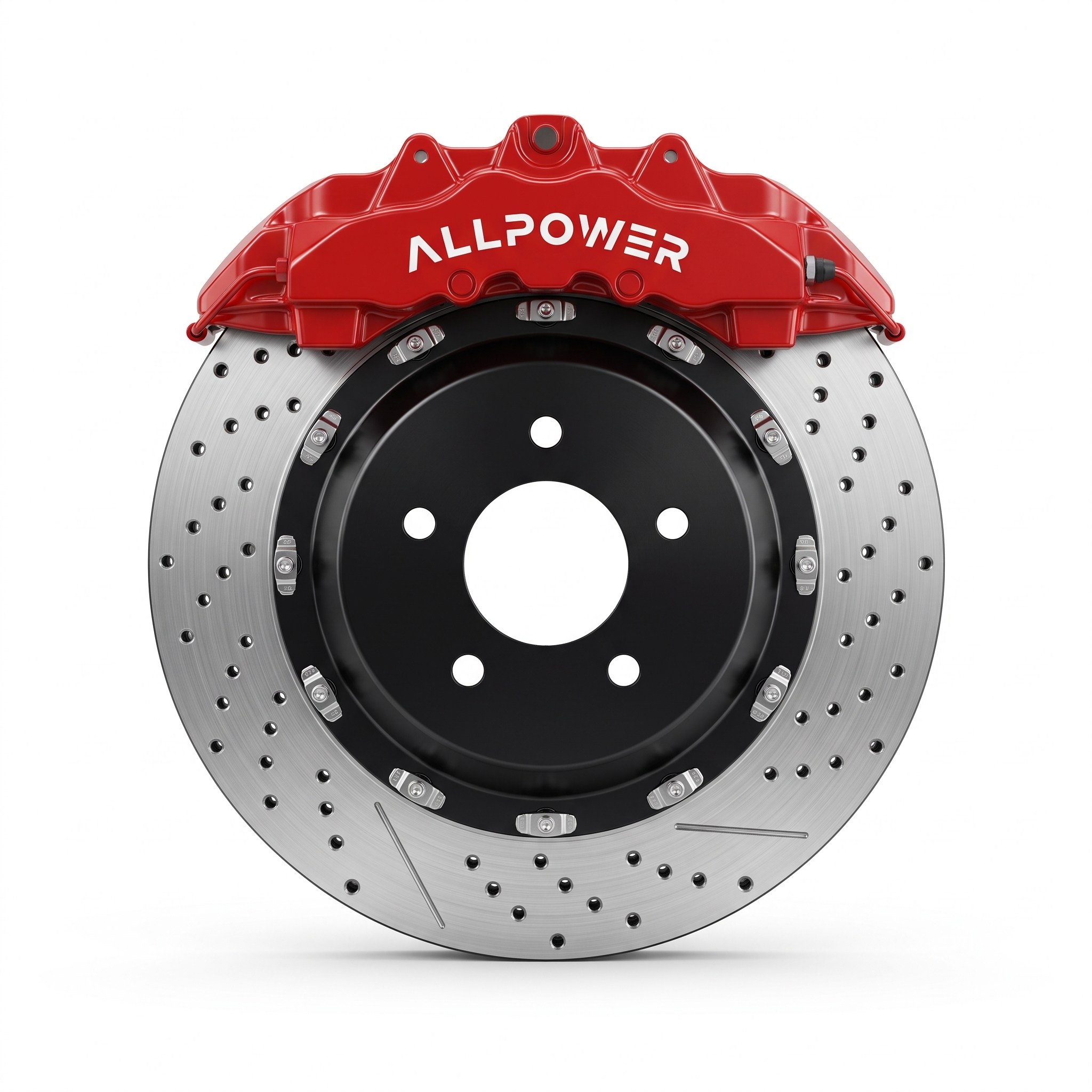 ALLPOWER RACING GT8 — 8-бутален предна спирачен апарат с двусъставен диск, фронтален изглед