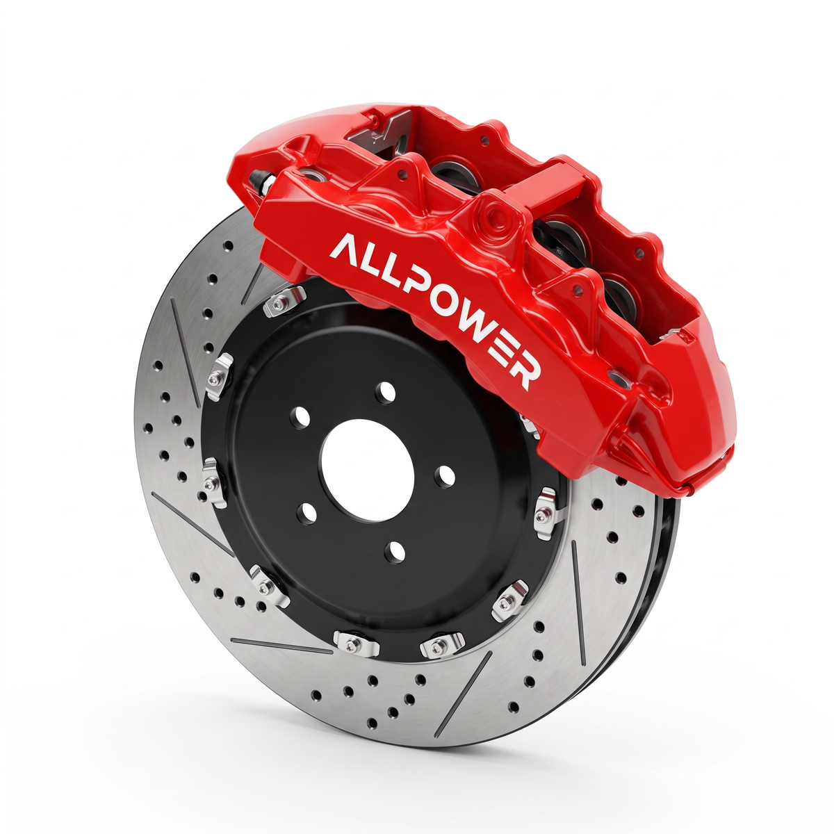 ALLPOWER RACING GT8 — 8-бутален предна спирачен апарат с двусъставен диск, изглед 3/4