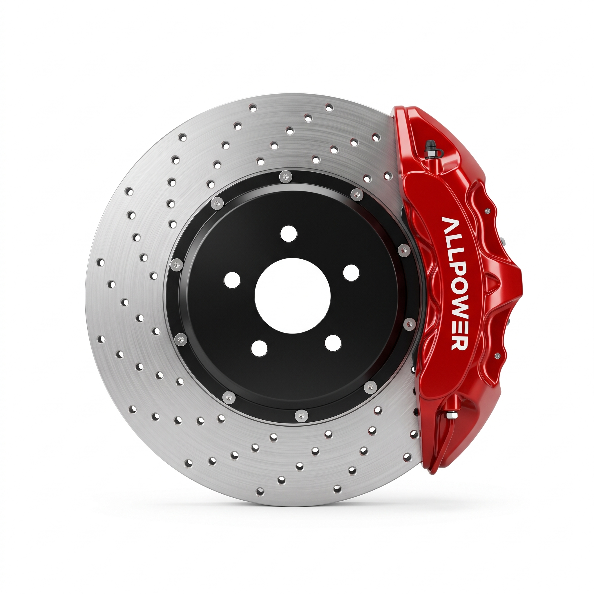 ALLPOWER RACING 8N — 6-бутален предна спирачен апарат с двусъставен диск, фронтален изглед