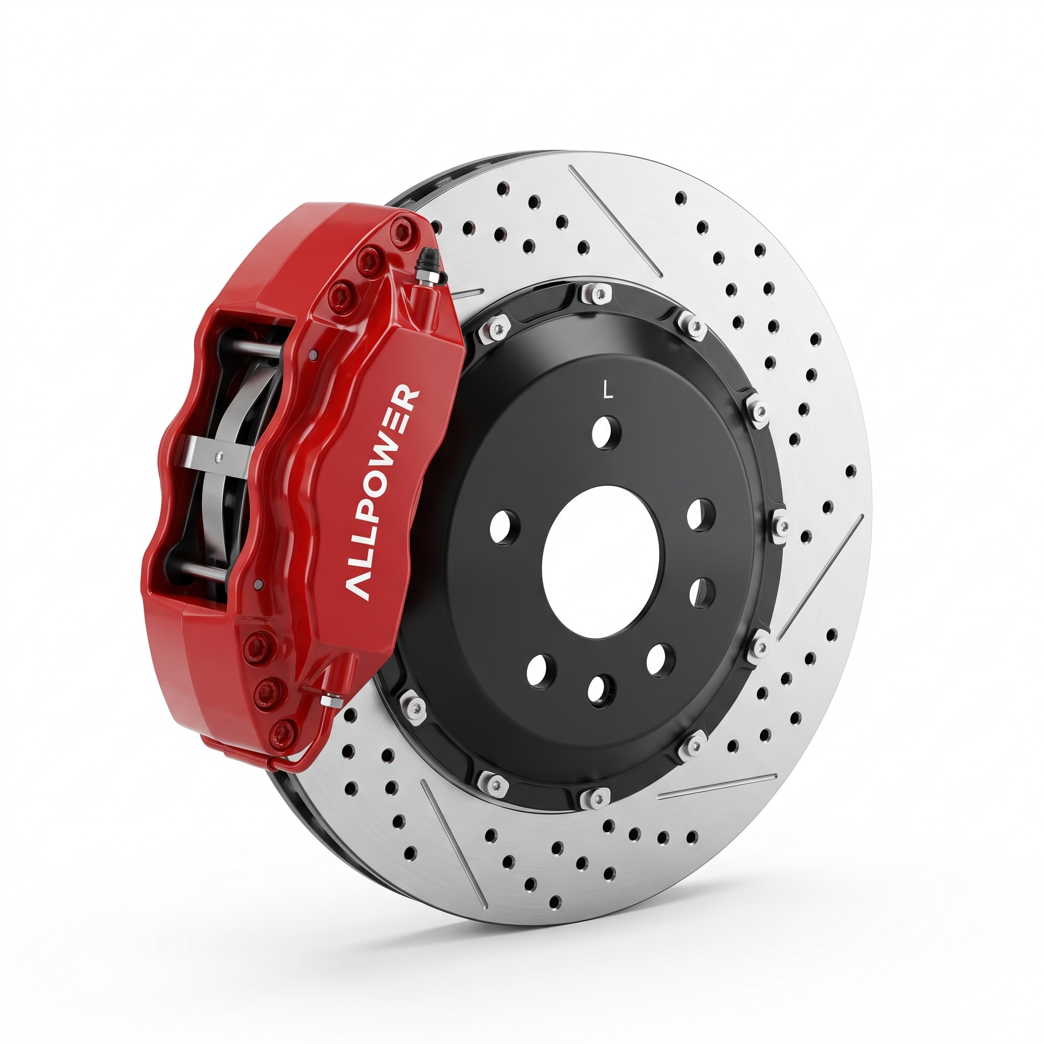 ALLPOWER RACING V4 — 4-бутален задна спирачен апарат с двусъставен диск, изглед 3/4