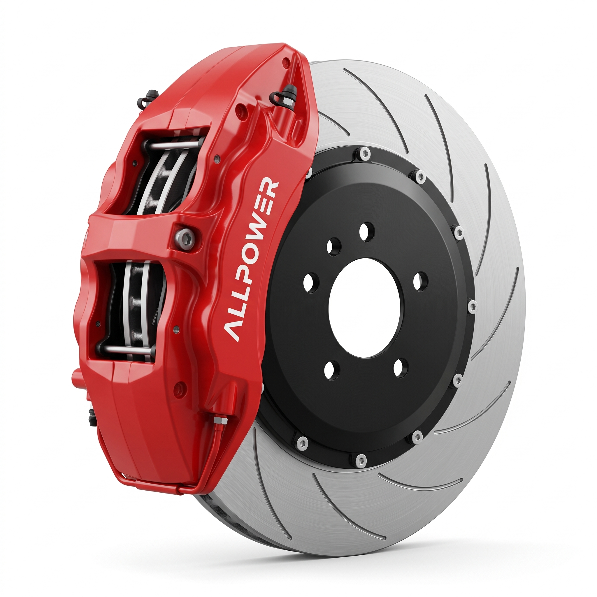 ALLPOWER RACING 9N — 6-бутален предна спирачен апарат с двусъставен диск, изглед 3/4