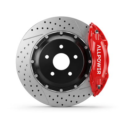 ALLPOWER RACING V4 — 4-бутален задна спирачен апарат с двусъставен диск, фронтален изглед