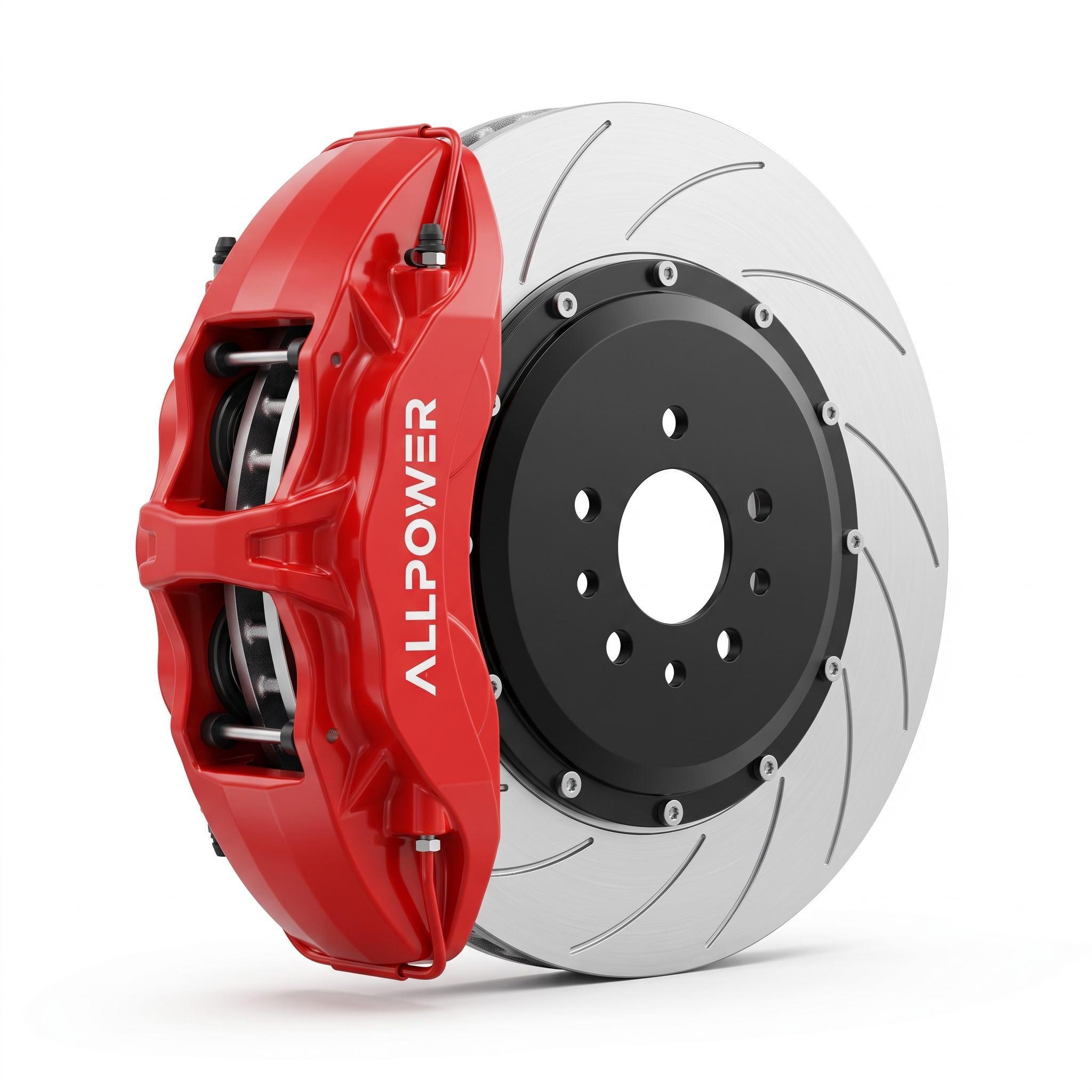 ALLPOWER RACING 9N — 6-бутален предна спирачен апарат с двусъставен диск, страничен профил