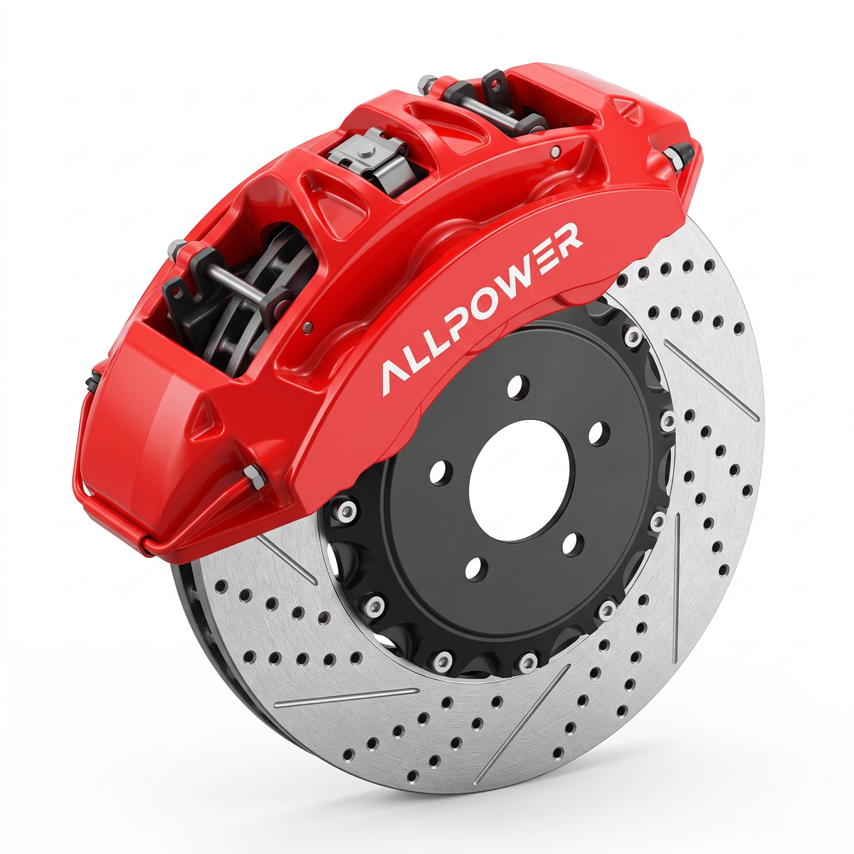 ALLPOWER RACING BM6 — 6-бутален предна спирачен апарат с двусъставен диск, изглед 3/4