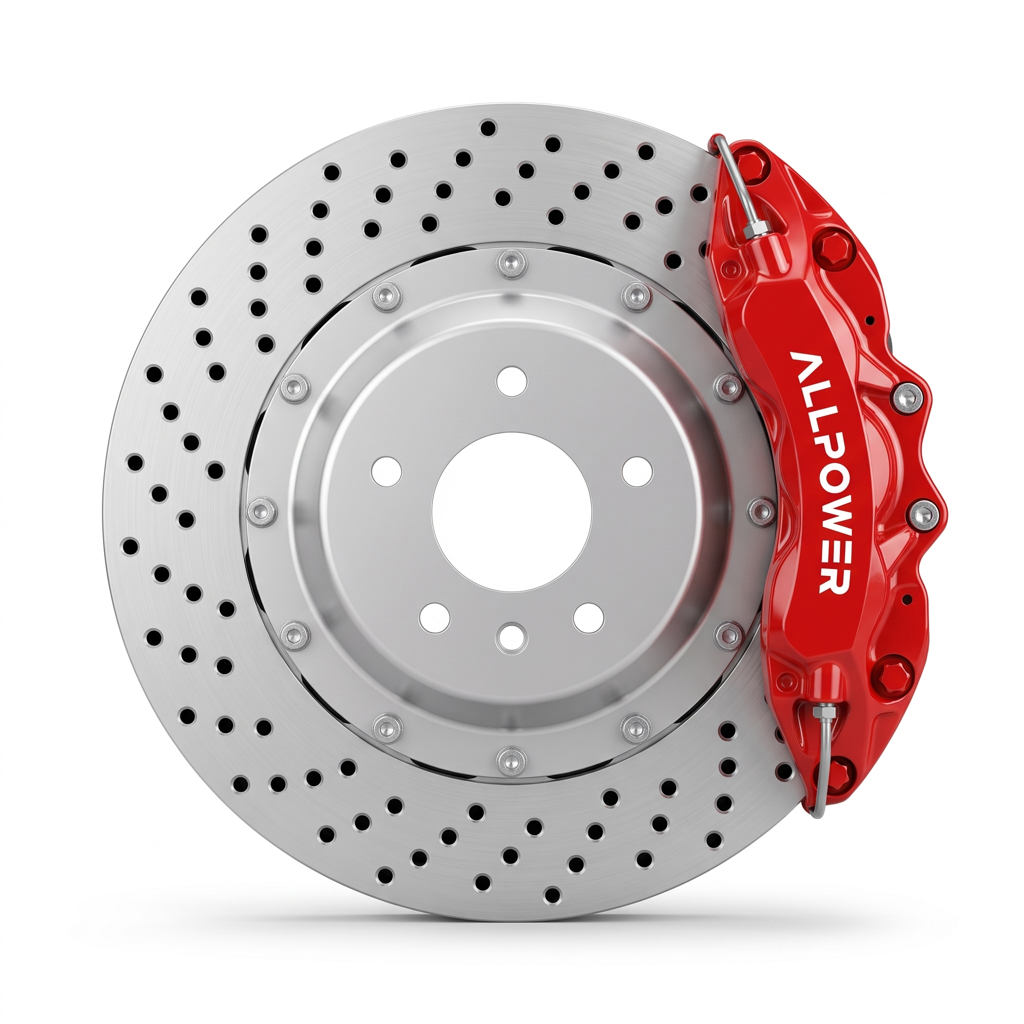 ALLPOWER RACING 9040 — 6-бутален предна спирачен апарат с двусъставен диск, фронтален изглед