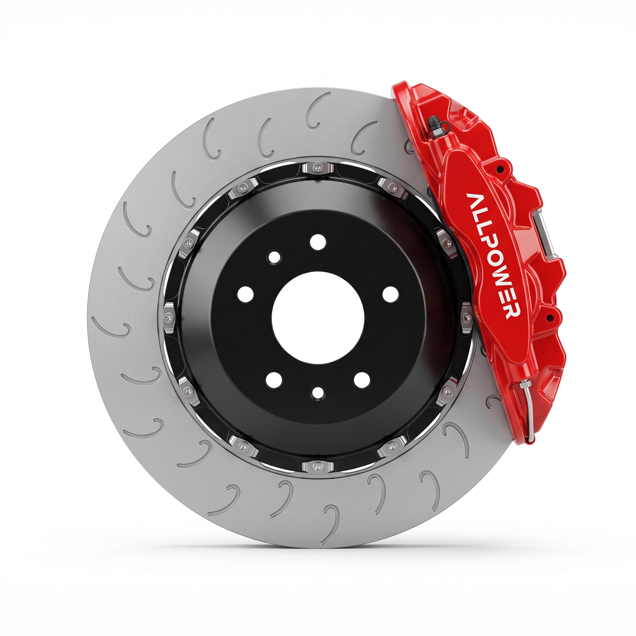 ALLPOWER RACING 8560 — 4-бутален задна спирачен апарат с двусъставен диск, фронтален изглед