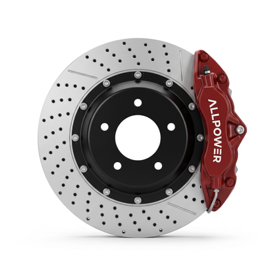 ALLPOWER RACING 9200 — 4-бутален предна спирачен апарат с двусъставен диск, фронтален изглед