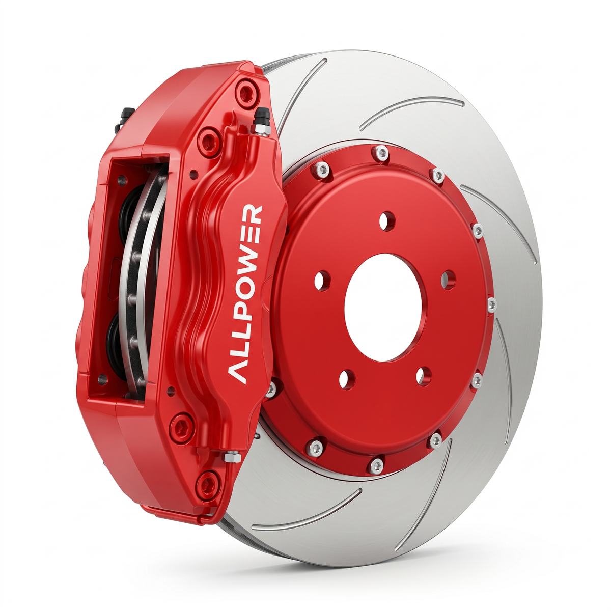 ALLPOWER RACING 7600 — 4-бутален предна спирачен апарат с двусъставен диск, изглед 3/4